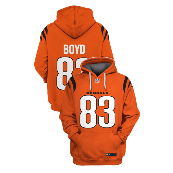 Men's Cincinnati Bengals #83 Tyler Boyd 2021 Orange Pullover Hoodie